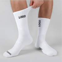 Chaussettes classiques épaisses en coton pour hommes, personnalisables avec logo, chaussettes blanches pour hommes, respirantes, douces, élégantes et sportives