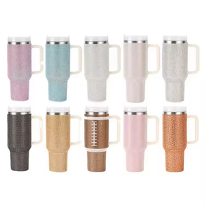 แก้วน้ำสแตนเลสสุญญากาศสองชั้น ขนาด 40 ออนซ์ ลายเพชรไล่สี พร้อมหูจับ - Product Image 1
