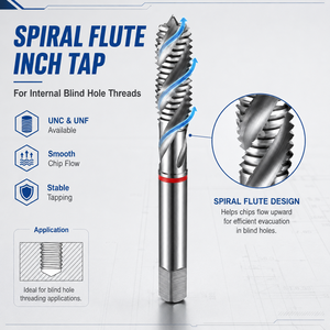 UNC UNF Spiralgewindebohrer Zoll-Maschinengewindebohrer für Blindlöcher und Innengewinde - Product Image 2