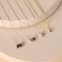 Collier pendentif poire personnalisable Haomi CE avec pierres de naissance, zircon et pierres multiples, en acier inoxydable doré pour femme, vente en gros et personnalisation