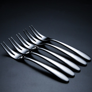 Fourchette à fruits en acier inoxydable 304, fourchette à dessert à deux dents épaissie pour la maison, pour gâteaux et gâteaux de lune - Product Image 1