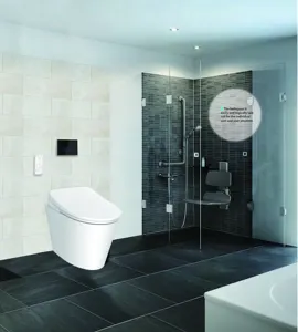 Modern duvar asılı elektrik klozet kapağı akıllı duş tuvalet beyaz iki parçalı yuvarlak duvara monte akıllı tuvalet