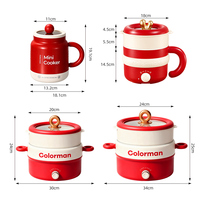YUEDISI Marmite Électrique Rouge, Bouilloire Électrique 1.5L 300W/600W/800W, Poêle Électrique Antiadhésive – Idéal pour Noël