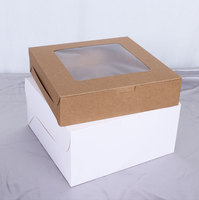 Boîte à gâteau carrée auto-élevante jetable et écologique avec fenêtre, en carton, qualité export, pour emballage de pâtisserie