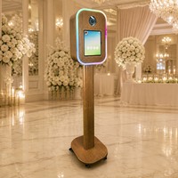 Stand de photomaton pour iPad et appareil photo reflex numérique, design élégant pour événements et fêtes, avec imprimante intégrée, fournisseur de cabines photo selfie
