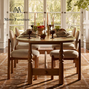 American Country color oscuro restaurante de madera maciza Mesa de comedor Retro Oficina Creativa estudio escritura rectangular Mesa ovalada - Product Image 2