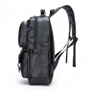 Free Sample 2021 crossover PU leather waterproof <b>computer</b> notebook USB backpack business laptops <b>bags</b> for men - Product Image 4