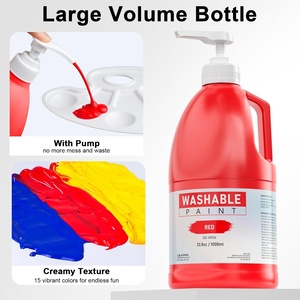 Set di <span class=keywords><strong>pittura</strong></span> <span class=keywords><strong>lavabile</strong></span> 15 <span class=keywords><strong>colori</strong></span> vernice artigianale grande bottiglia 1000ml Non tossica Tempera vernice per bambini vernici lavabili per l'arte - Product Image 2
