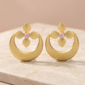 Boucles d'oreilles en laiton faites à la main, boucles d'oreilles en laiton avec pierres précieuses, boucles d'oreilles tendance, boucles d'oreilles bohèmes - Product Image 3