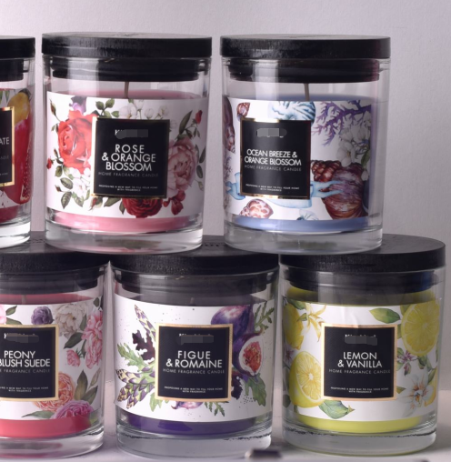 Aroma Home Red Candy Glass Candle سفارشی معطر با درب چوبی 2