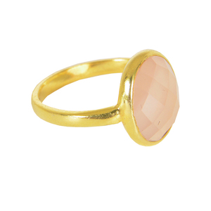 New Design Latest Collection Classic 925 Sterling <b>Silver</b> Bezel <b>Ring</b> Rose Quartz Gemstone Gold Plated Wedding Party Jewelry - Product Image 1