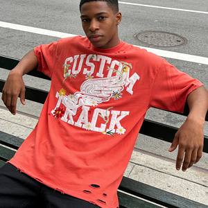 Camiseta de Hombre Oversize de Algodón 100% con Hombros Caídos, Silueta Boxy, Estampado Personalizado OEM, Bordado Aplicado, Estilo Urbano - Product Image 1
