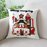 Décor de noël maison canapé housse de coussin jolie broderie flocon de neige arbre de noël taie d'oreiller