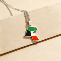 Pendentif en acier inoxydable couleur acier avec contour de la carte de l'Éthiopie et drapeau national, collier de mode avec contour de la carte du pays, cadeau souvenir