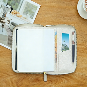 2026 Pebbled-Cream Zippered Leather Binder Budget <b>Planner</b> for Business Personal Use Great <b>Christmas</b> Birthday Gift - Product Image 2