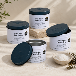 Food Grade Round Aluminum <b>Tin</b> Can Custom Printed Airtight Spice Sea Salt Tea Storage Metal Packaging Container with Embossed Lid - Product Image 1