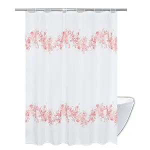 European Retro Style Elegant Orange Pink Floral Bathroom Shower Curtain
