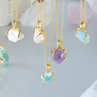 Collar con Colgante de Cuarzo Rosa de Forma Irregular, con Garras Chapadas en Oro de 18K y Plata de Ley 925, Gemas Originales Curativas, Piedra de Nacimiento, Mlluki
