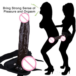 Süper siyah kahve yapay <span class=keywords><strong>Penis</strong></span> <span class=keywords><strong>Penis</strong></span> kemer kayışı ile Dildos Lesbians seks oyuncakları kadınlar için - Product Image 3
