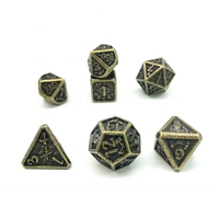 Jeu de dés polyédriques en acrylique Dragon Wars 16 mm D6 D20 avec gobelet et boîte, finition antique, 7 couleurs, pour DND