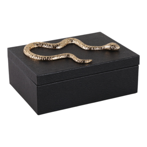 Scatola Decorativa in Ecopelle con Dettaglio Serpente, Contenitore Moderno per Gioielli e Oggetti Preziosi, per Arredamento Casa e Camera da Letto - Product Image 1