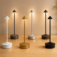 Lampe de chevet moderne et simple pour chambre et salon, avec contrôle tactile, gradation 3D, LED à batterie, en métal, réglable, Type-C
