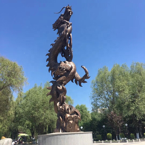Escultura de Estatua de dragón chino de cobre y bronce grande de Metal para decoración de exteriores - Product Image 1