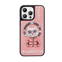 Étui de téléphone élégant à motif floral, compatible avec la charge sans fil magnétique, en TPU+PC et cuir