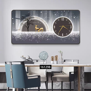 Orologio da Parete Moderno Personalizzato con Calendario, Decorazione Murale con Cervo, Arte per Sala da Pranzo, Arredamento Nordico di Lusso, Dipinto in Porcellana con Cristalli - Product Image 4