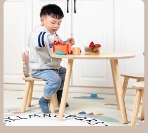 Trẻ em bằng gỗ mô phỏng đồ nội thất trong nhà Cáo chó bê kết hợp bàn Ghế bé học đọc bảng trò chơi hoạt hình - Product Image 4