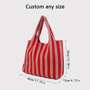 MOQ 50 pièces Grand <span class=keywords><strong>sac</strong></span> fourre-tout en tricot rayé avec logo personnalisé, <span class=keywords><strong>sac</strong></span> de plage rayé coloré, <span class=keywords><strong>sac</strong></span> au <span class=keywords><strong>crochet</strong></span>, <span class=keywords><strong>sac</strong></span> fourre-tout tissé pour le shopping d'été - Product Image 5