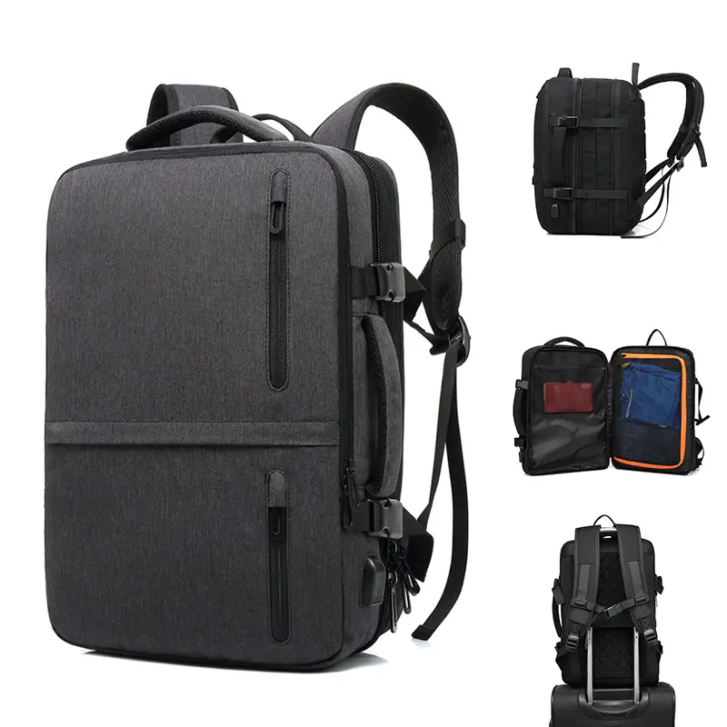 Expandable Travel Backpack Business Mens Laptop Bags Waterproof Custom USB Charging Travel Backpack For Men