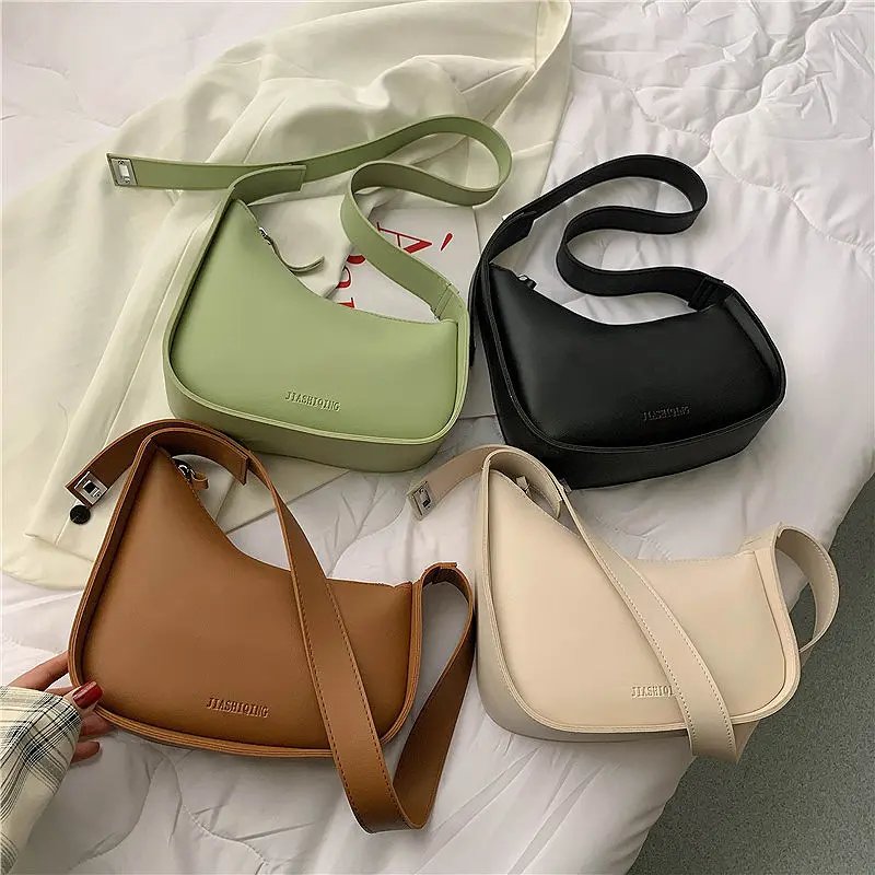 YIMYIK 2022 New Designer Trendy Underarm Bag Solid Color PU Women's Green Shoulder Bag