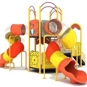 kids outdoor playground items Hexagon platform double layer multifunctional slide 2019 latest