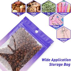 パープルフェードブルー再封可能マイラーホログラフィックバッグ食品貯蔵防臭バッグフロントウィンドウパッケージポーチ付き - Product Image 3