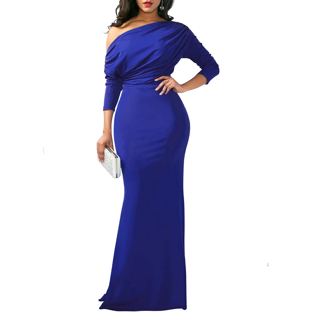 Women's Sexy Elegant Long Sleeve Off Shoulder Bodycon Long Formal New Long Party Evening Dresses