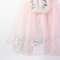 Robe de danse de ballet pour enfants Giselle, tenue romantique avec appliques florales faites à la main, jupe longue en tulle rose superposée pour spectacle sur scène
