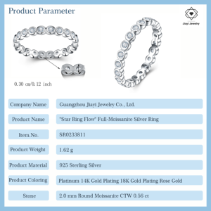 Anillo de Eternidad con Moissanita Engastada en Bisel de Plata de Ley S925 de 0.56 CTW, Anillo de Lujo para Boda o Uso Diario - Product Image 2