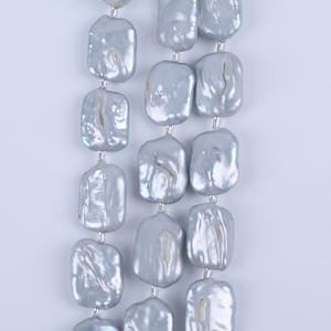 Perles d'eau douce rectangulaires baroques plaquées grises naturelles en gros, 18 cm 14-16 mm, perles en vrac pour bracelet DIY - Product Image 2