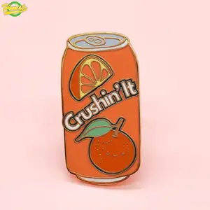 Orange Soda Water Lapel Pin Crushing It Metal Badge Brooch Hard Gold Enamel Pin Badge Pin Customize