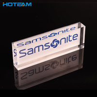 Plaque de présentation de marque en acrylique transparent massif de luxe, logo personnalisé imprimé, pour boutique de détail, réception, décoration de bureau