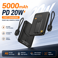 Nouvelle Batterie Externe Magnétique Sans Fil 2026, 5000 mAh, Chargeur Rapide PD20W avec Câble, Pack Batterie Magnétique avec Support pour Tous les Téléphones