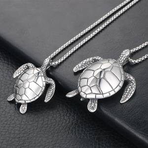 Collar con colgante de tortuga de acero inoxidable, amuleto del zodiaco animal, regalo para hombres y mujeres SP817 - Product Image 4