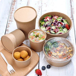 Tazón de Papel para Comida para Llevar, Envase para Ensalada de Frutas, Contenedor de Papel Kraft para Comida Rápida con Tapa de Plástico, Sin <span class=keywords><strong>Reseñas</strong></span> Aún - Product Image 5
