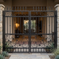 Puerta de Acero para Entrada Residencial, con Acabado Personalizado en Polvo Galvanizado en Caliente, con Puntas Decorativas y Hoja Doble