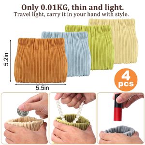 Accessoires cosmétiques portables petit organisateur Popper en velours côtelé sac de rangement <span class=keywords><strong>élastique</strong></span> pochettes de maquillage pour sac à main - Product Image 3