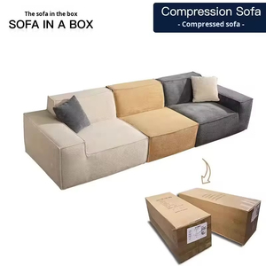 Modular Sectional Chesterfield Two Seat Lazy Compressed <b>Bed</b> Set Square Shape Fabric Cover Modern Design Mall Use 40D Foam Vacuum - Product Image 2