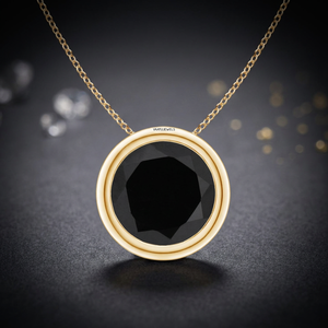 Pendentif en diamant noir naturel rond Vaayu Jewels, style vintage, unisexe, à porter tous les jours, bijoux en or 10K 14K 18K, argent 925 935 - Product Image 1