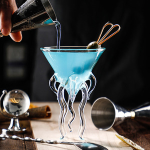 Ağız üflemeli temizle toptan özel ahtapot tasarım martini kokteyl cam kokteyl cam martini - Product Image 5