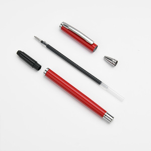 Metal Ballpoint <b>Pen</b> Red Silver Trim Customizable Logo Promotional Writing Instrument - Product Image 1